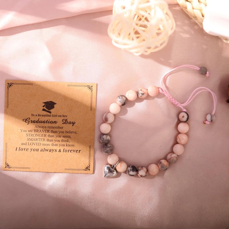 Chuchoter To My Daughter/Granddaughter/Niece Bracelet,Sweet Heart Natural Stone Beaded Bracelet For girl,Birthday Christmas Valentines Graduation Gifts for girl - Image 4